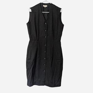 1990s Brooks Brothers Charcoal Pinstripe Sleeveless Dress